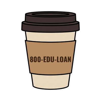800-EDU-LOAN on a coffee cup
