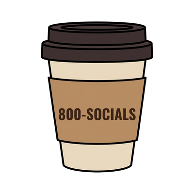 800-SOCIALS on a coffee cup