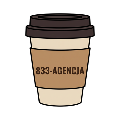 833-AGENCJA on a coffee cup