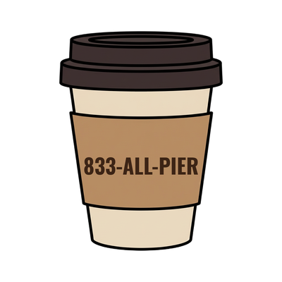 833-ALL-PIER on a coffee cup
