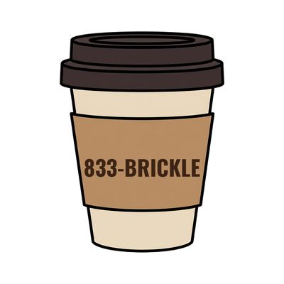 833-BRICKLE on a coffee cup