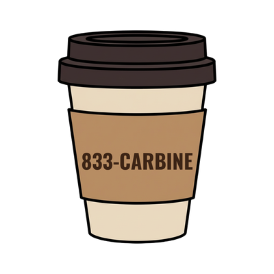 833-CARBINE on a coffee cup