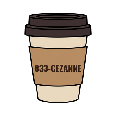 833-CEZANNE on a coffee cup