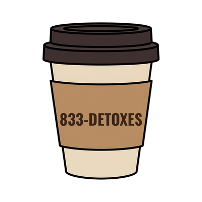 833-DETOXES on a coffee cup