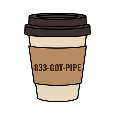 833-GOT-PIPE on a coffee cup
