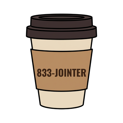 833-JOINTER on a coffee cup