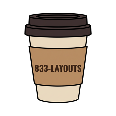 833-LAYOUTS on a coffee cup