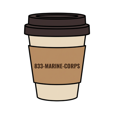 833-MARINE-CORPS on a coffee cup