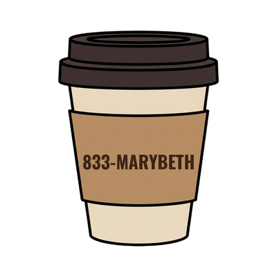 833-MARYBETH on a coffee cup