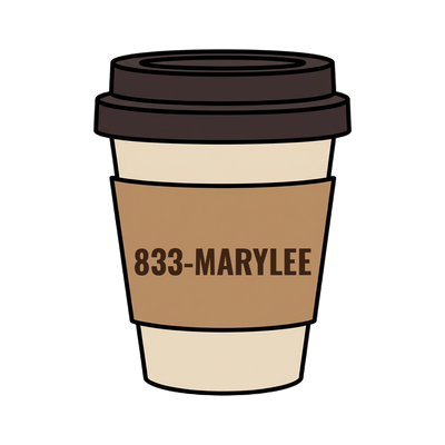 833-MARYLEE on a coffee cup