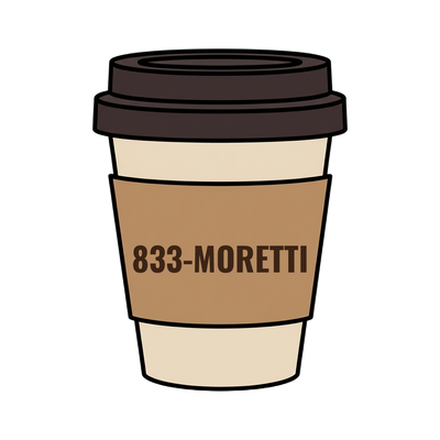 833-MORETTI on a coffee cup