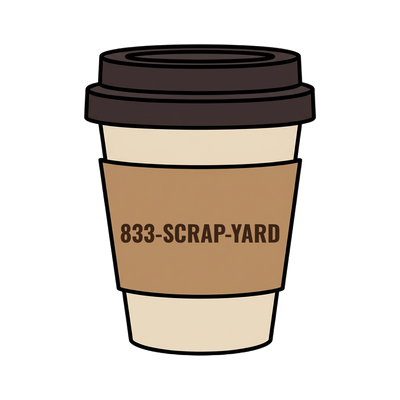 833-SCRAP-YARD on a coffee cup