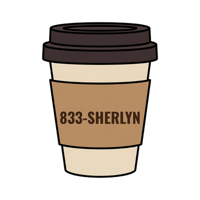 833-SHERLYN on a coffee cup