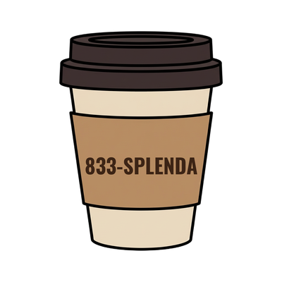 833-SPLENDA on a coffee cup