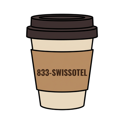 833-SWISSOTEL on a coffee cup
