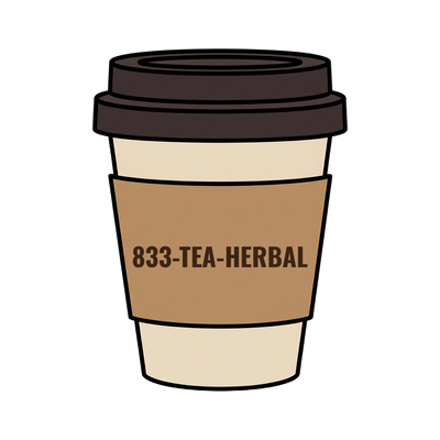 833-TEA-HERBAL on a coffee cup