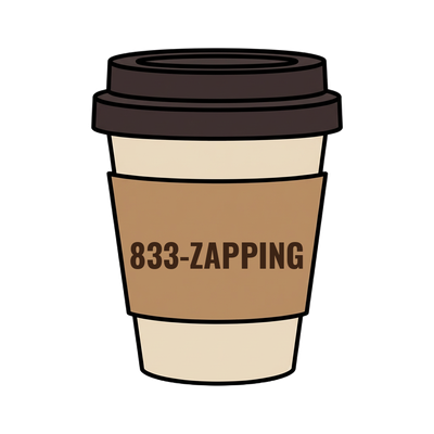 833-ZAPPING on a coffee cup