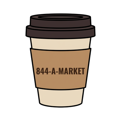 844-A-MARKET on a coffee cup