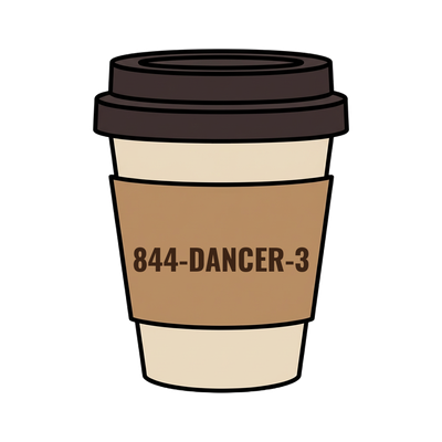 844-DANCER-3 on a coffee cup