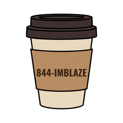 844-IMBLAZE on a coffee cup