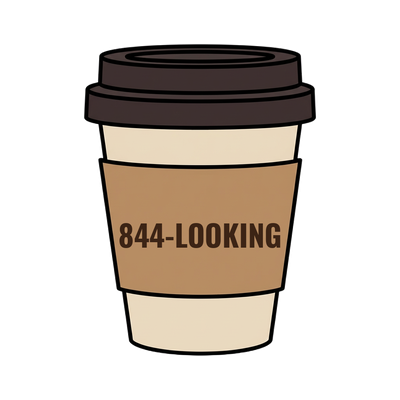 844-LOOKING on a coffee cup