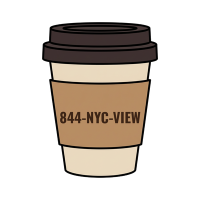 844-NYC-VIEW on a coffee cup