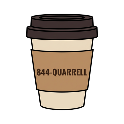 844-QUARRELL on a coffee cup
