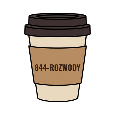 844-ROZWODY on a coffee cup