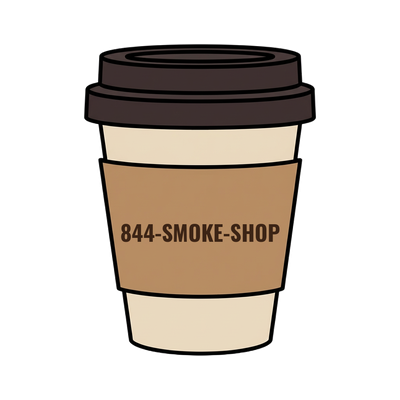 844-SMOKE-SHOP on a coffee cup