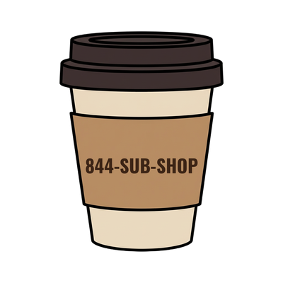 844-SUB-SHOP on a coffee cup