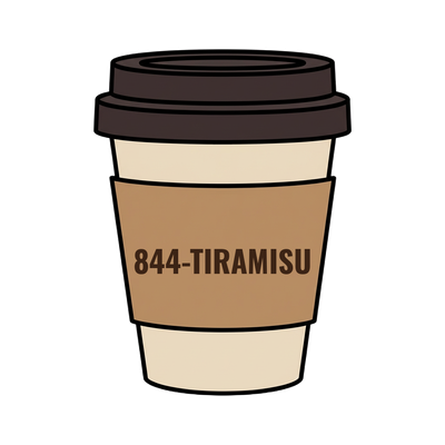 844-TIRAMISU on a coffee cup