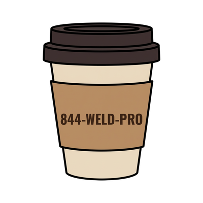 844-WELD-PRO on a coffee cup