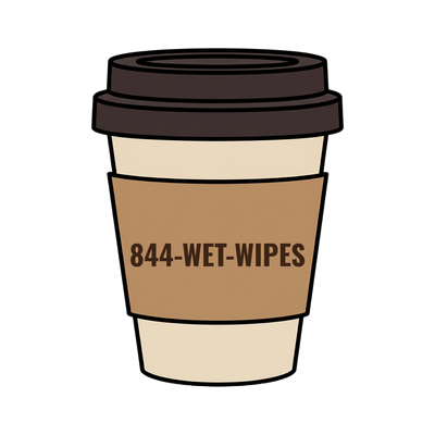844-WET-WIPES on a coffee cup