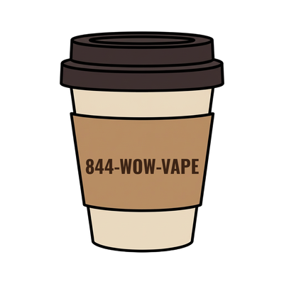 844-WOW-VAPE on a coffee cup