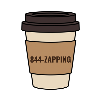 844-ZAPPING on a coffee cup
