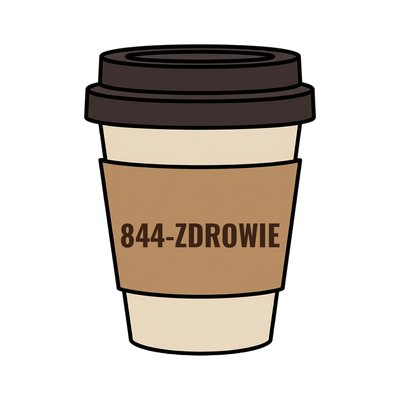 844-ZDROWIE on a coffee cup