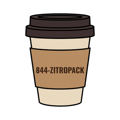 844-ZITROPACK on a coffee cup