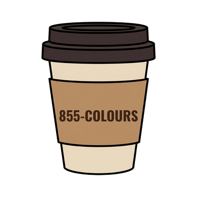 855-COLOURS on a coffee cup