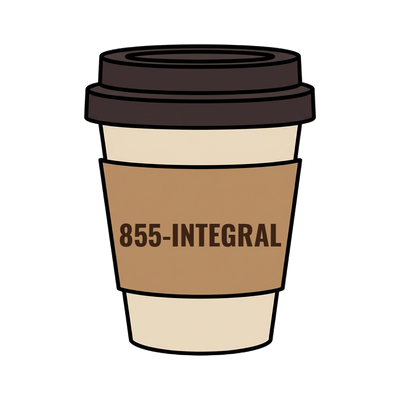 855-INTEGRAL on a coffee cup