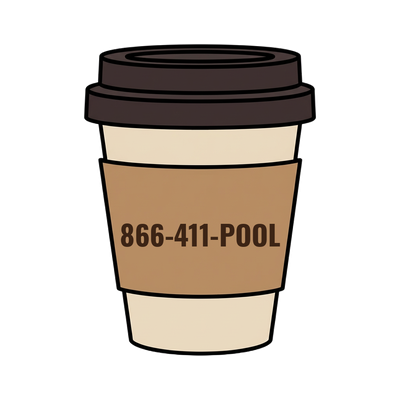866-411-POOL on a coffee cup