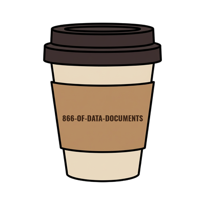 866-OF-DATA-DOCUMENTS on a coffee cup
