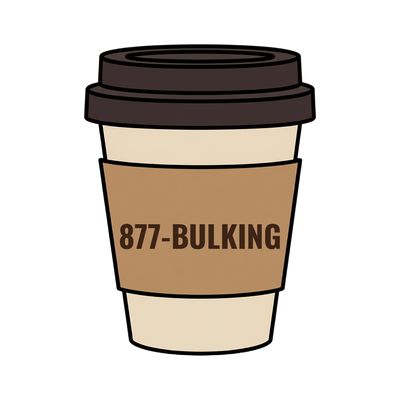 877-BULKING on a coffee cup
