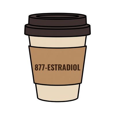 877-ESTRADIOL on a coffee cup