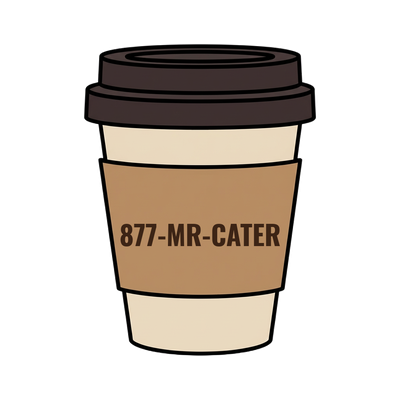877-MR-CATER on a coffee cup