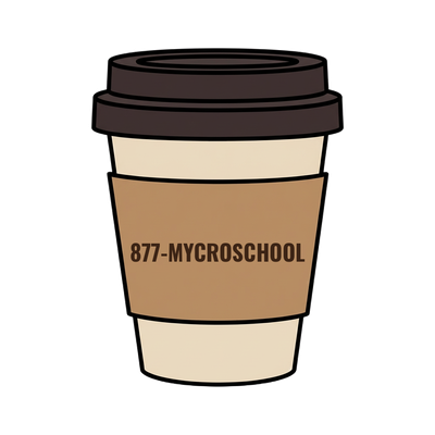 877-MYCROSCHOOL on a coffee cup