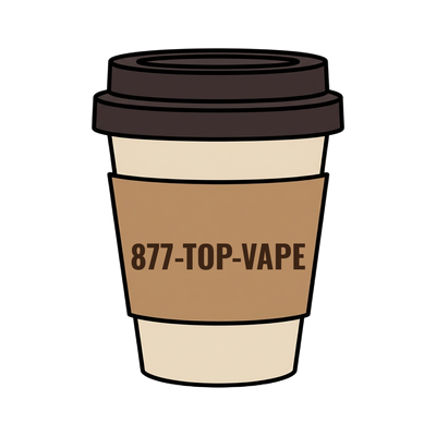 877-TOP-VAPE on a coffee cup